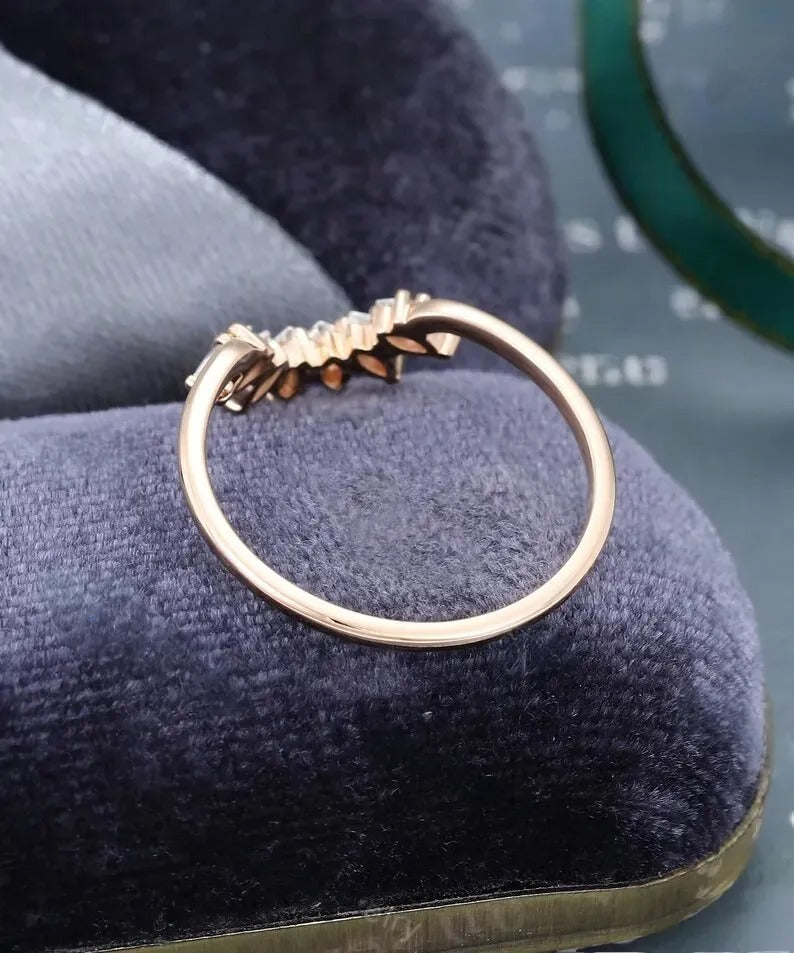 0.45 Ct Lab Grown Marquise Diamond 14k Rose Gold E-F Color VVS1 VS1 IGI Certified Single Band