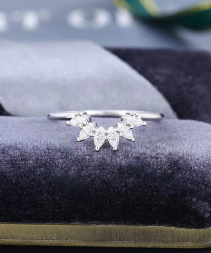 0.45 Ct Lab Grown Marquise Diamond 14k White Gold E-F Color VVS1 VS1 IGI Certified Single Band