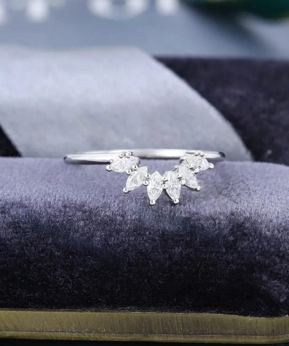 0.45 Ct Lab Grown Marquise Diamond 14k White Gold E-F Color VVS1 VS1 IGI Certified Single Band