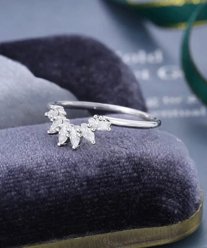 0.45 Ct Lab Grown Marquise Diamond 14k White Gold E-F Color VVS1 VS1 IGI Certified Single Band