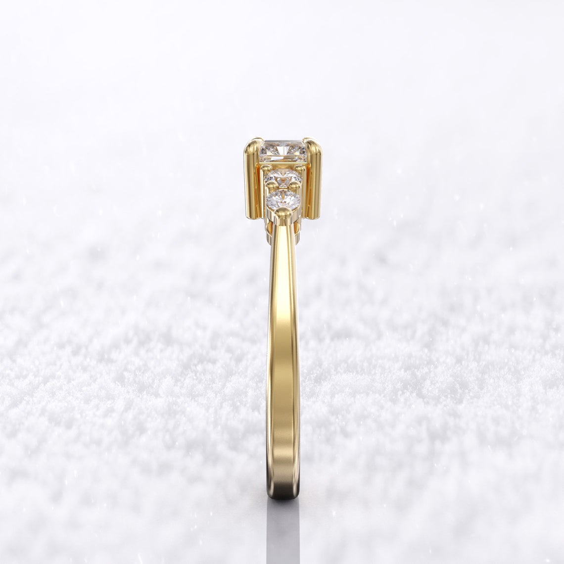 1.00 Ct Lab Grown Emerald Diamond Ring 14k Yellow Gold Ring E-F Color VVS1 VS1 IGI Certified Jewelry