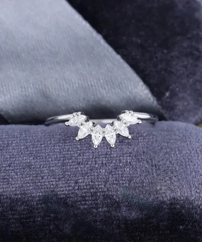 0.45 Ct Lab Grown Marquise Diamond 14k White Gold E-F Color VVS1 VS1 IGI Certified Single Band