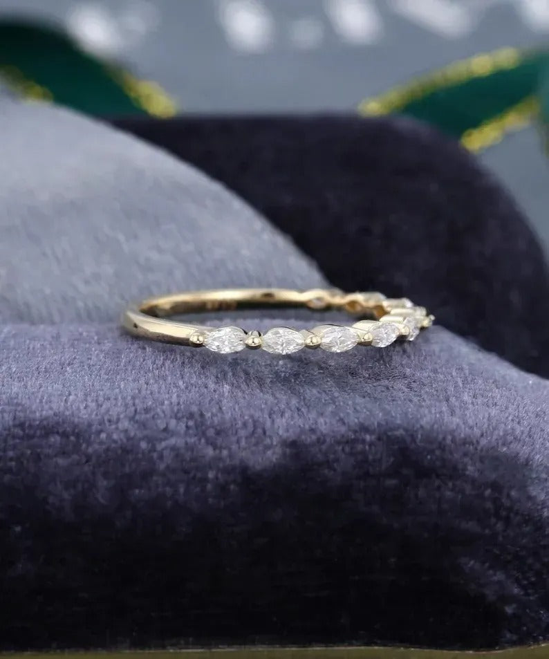 0.40 Ct Lab Grown Marquise Diamond 14k White Gold E-F Color VVS1 VS1 IGI Certified Lovely Single Band