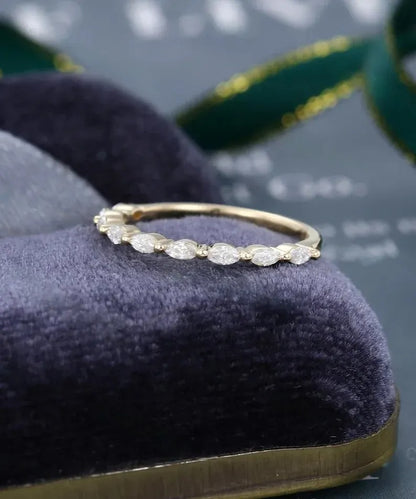 0.40 Ct Lab Grown Marquise Diamond 14k White Gold E-F Color VVS1 VS1 IGI Certified Lovely Single Band