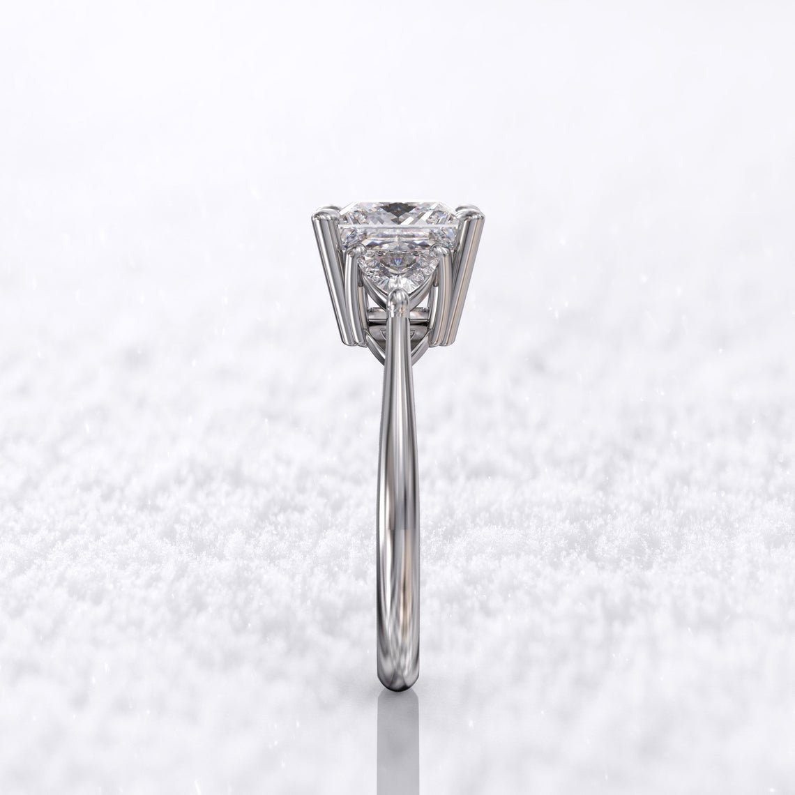 3.50 Ct Lab Grown Princess Diamond 14k White Gold Ring E-F Color VVS1 VS1 IGI Certified Jewelry