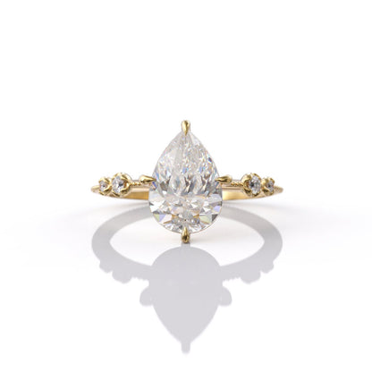 2.50 Ct Lab Grown Pear Diamond Ring 14k Yellow Gold Wedding Ring E-F Color VVS1 VS1 IGI Certified