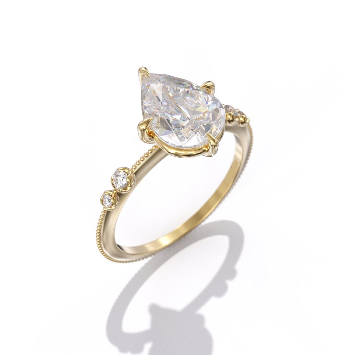 2.50 Ct Lab Grown Pear Diamond Ring 14k Rose Gold Wedding Ring E-F Color VVS1 VS1 IGI Certified