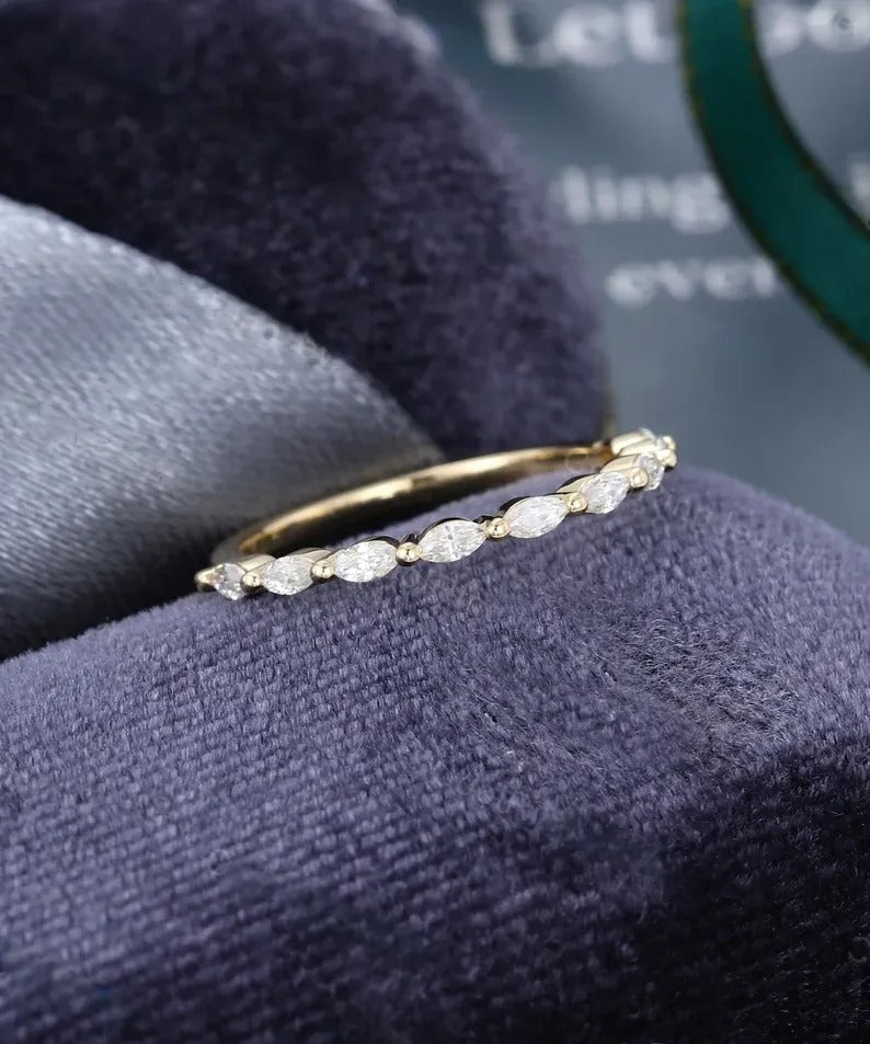 0.40 Ct Lab Grown Marquise Diamond 14k White Gold E-F Color VVS1 VS1 IGI Certified Lovely Single Band