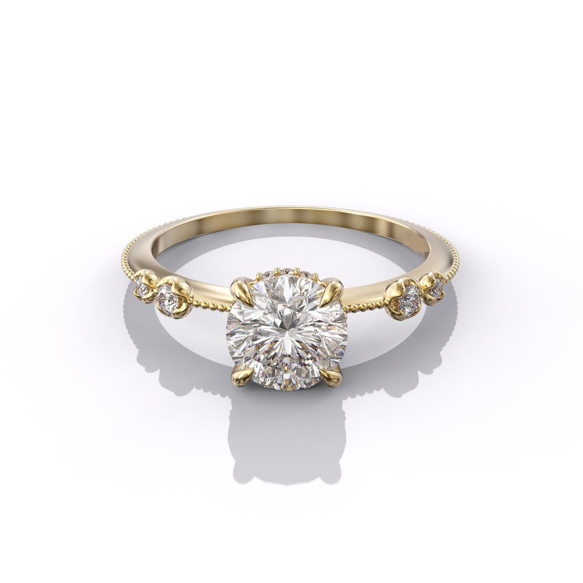 2.00 Ct Lab Grown Round Diamond Engagement Ring 14k Yellow Gold E-F Color VVS1 VS1 IGI Certified