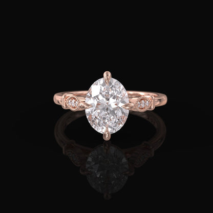 2.50 Ct Lab Grown Oval Diamond 14k Rose Gold E-F Color VVS1 VS1 IGI Certified Beautiful Ring