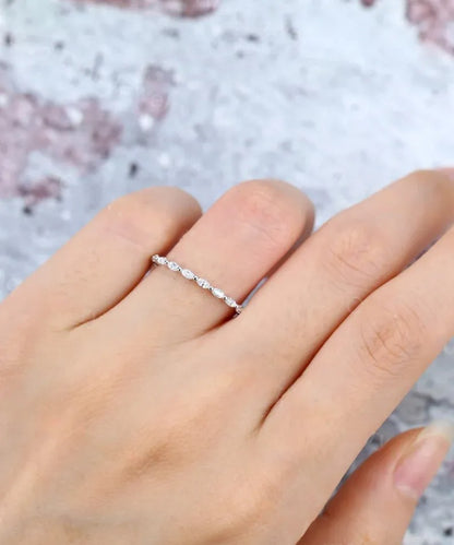 0.40 Ct Lab Grown Marquise Diamond 14k White Gold E-F Color VVS1 VS1 IGI Certified Lovely Single Band