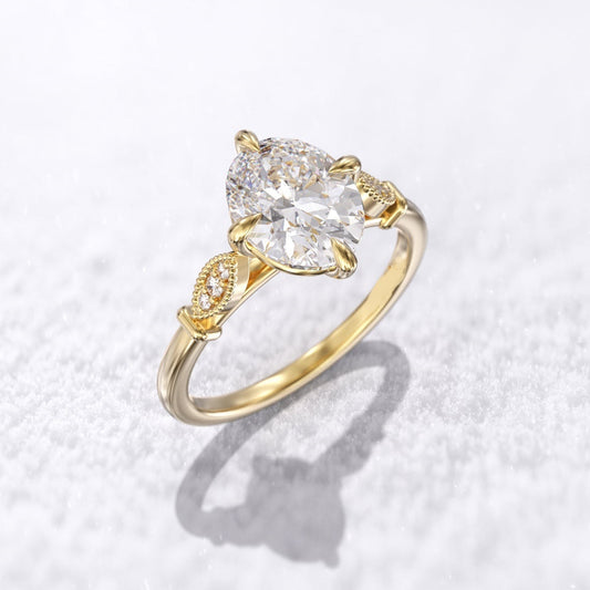 2.50 Ct Lab Grown Oval Diamond 14k Yellow Gold E-F Color VVS1 VS1 IGI Certified Beautiful Ring