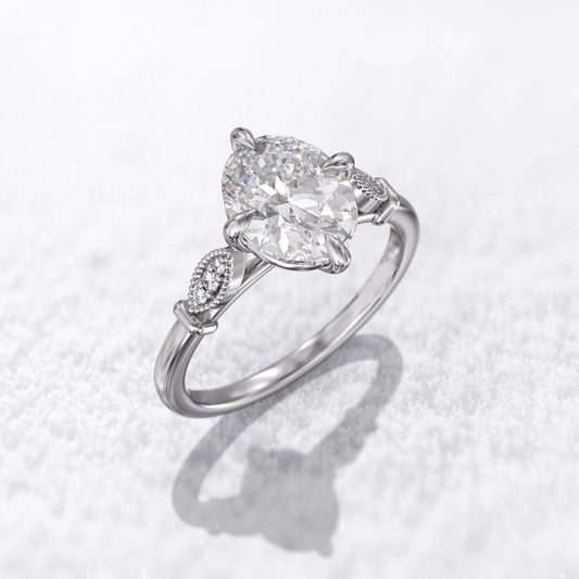 2.50 Ct Lab Grown Oval Diamond 14k White Gold E-F Color VVS1 VS1 IGI Certified Beautiful Ring