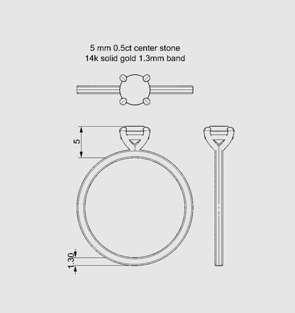 0.50 Ct Lab Grown Diamond Ring 14k Rose Gold Ring E-F Color VVS1 VS1 IGI Certified