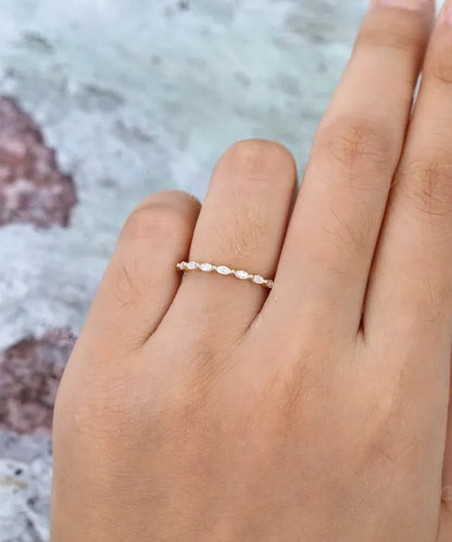 0.40 Ct Lab Grown Marquise Diamond 14k White Gold E-F Color VVS1 VS1 IGI Certified Lovely Single Band