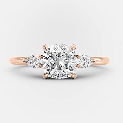 2.30 Ct Lab Grown Cushion Diamond 14k Rose Gold Ring E-F Color VVS1 VS1 VS1 IGI Certified