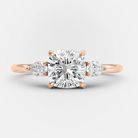 2.30 Ct Lab Grown Cushion Diamond 14k Rose Gold Ring E-F Color VVS1 VS1 VS1 IGI Certified