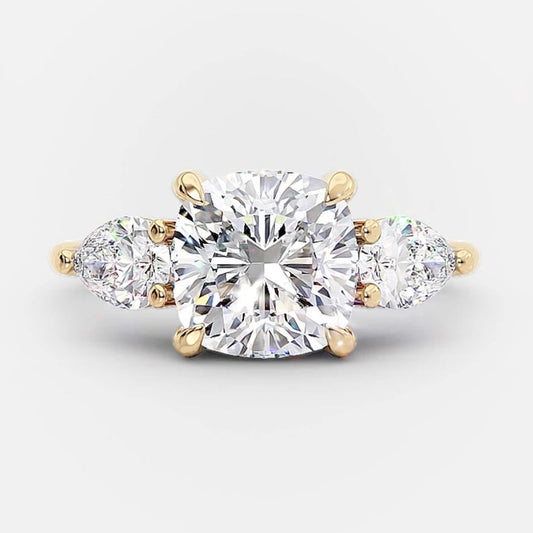 2.30 Ct Lab Grown Cushion Diamond 14k Yellow Gold Ring E-F Color VVS1 VS1 VS1 IGI Certified Jewelry