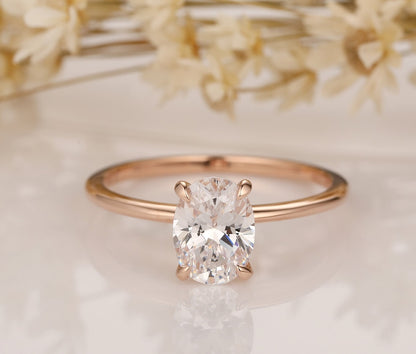 1.50 Ct Lab Grown Oval Diamond Ring 14k Rose Gold E-F Color VVS1 VS1 IGI Certified Fancy Ring