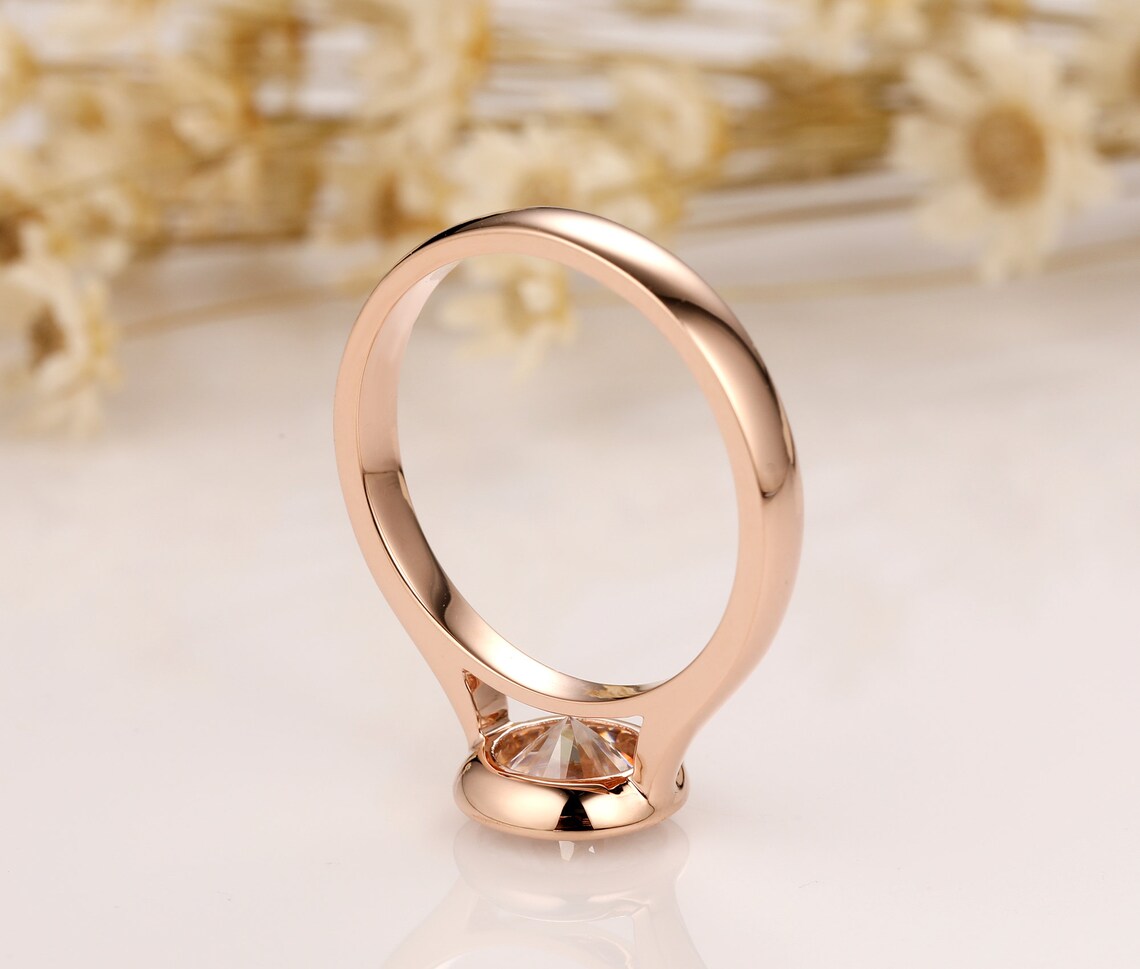 1.00 Ct Lab Grown Round Diamond 14k Rose Gold Ring E-F Color VVS1 VS1 IGI Certified Ring