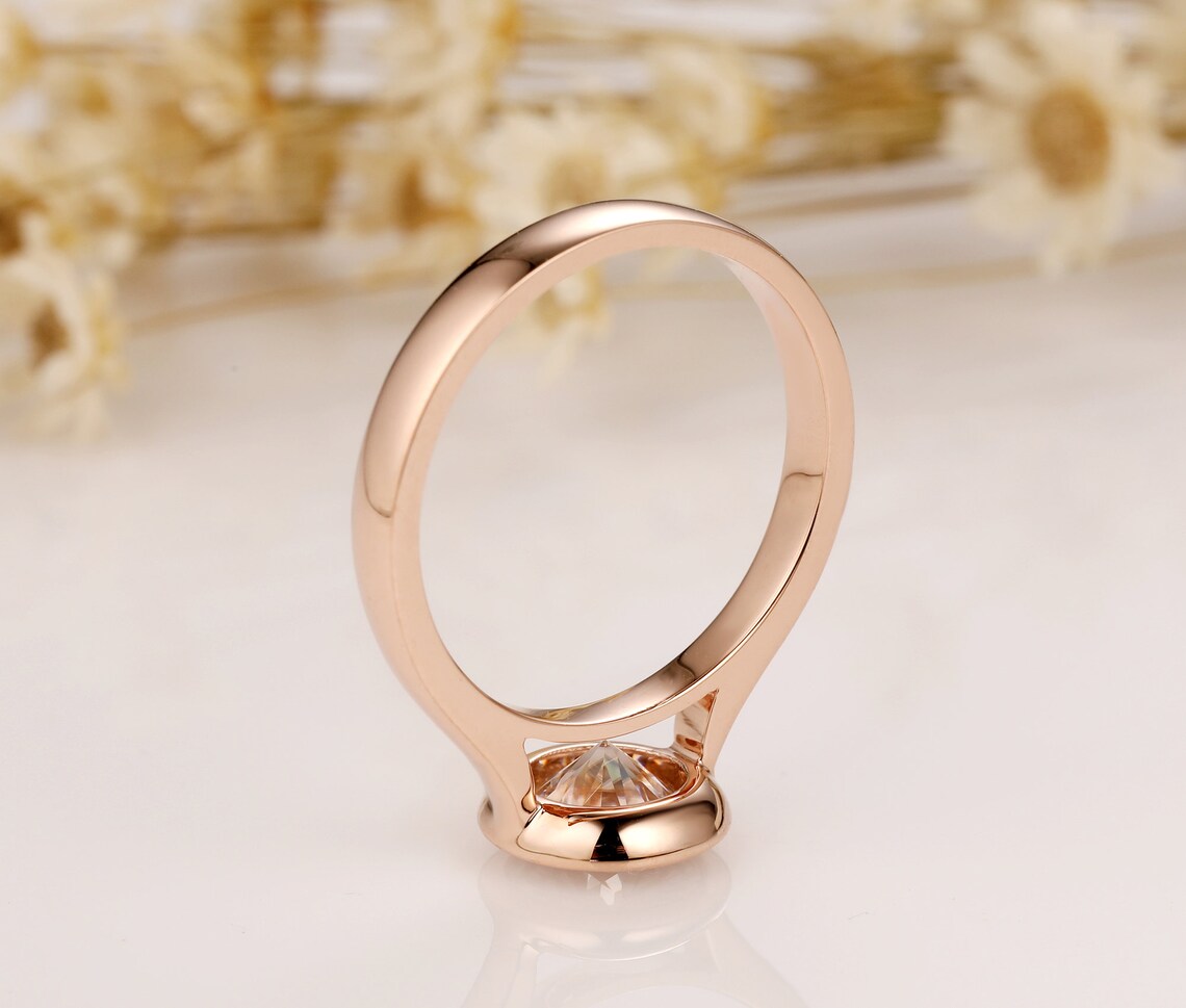 1.00 Ct Lab Grown Round Diamond 14k Rose Gold Ring E-F Color VVS1 VS1 IGI Certified Ring