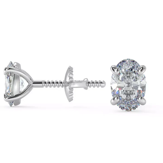 2.50 Ct Lab Grown Oval Diamond Earrings 14k White Gold E-F Color VVS1-VS1 IGI Certified Jewelry