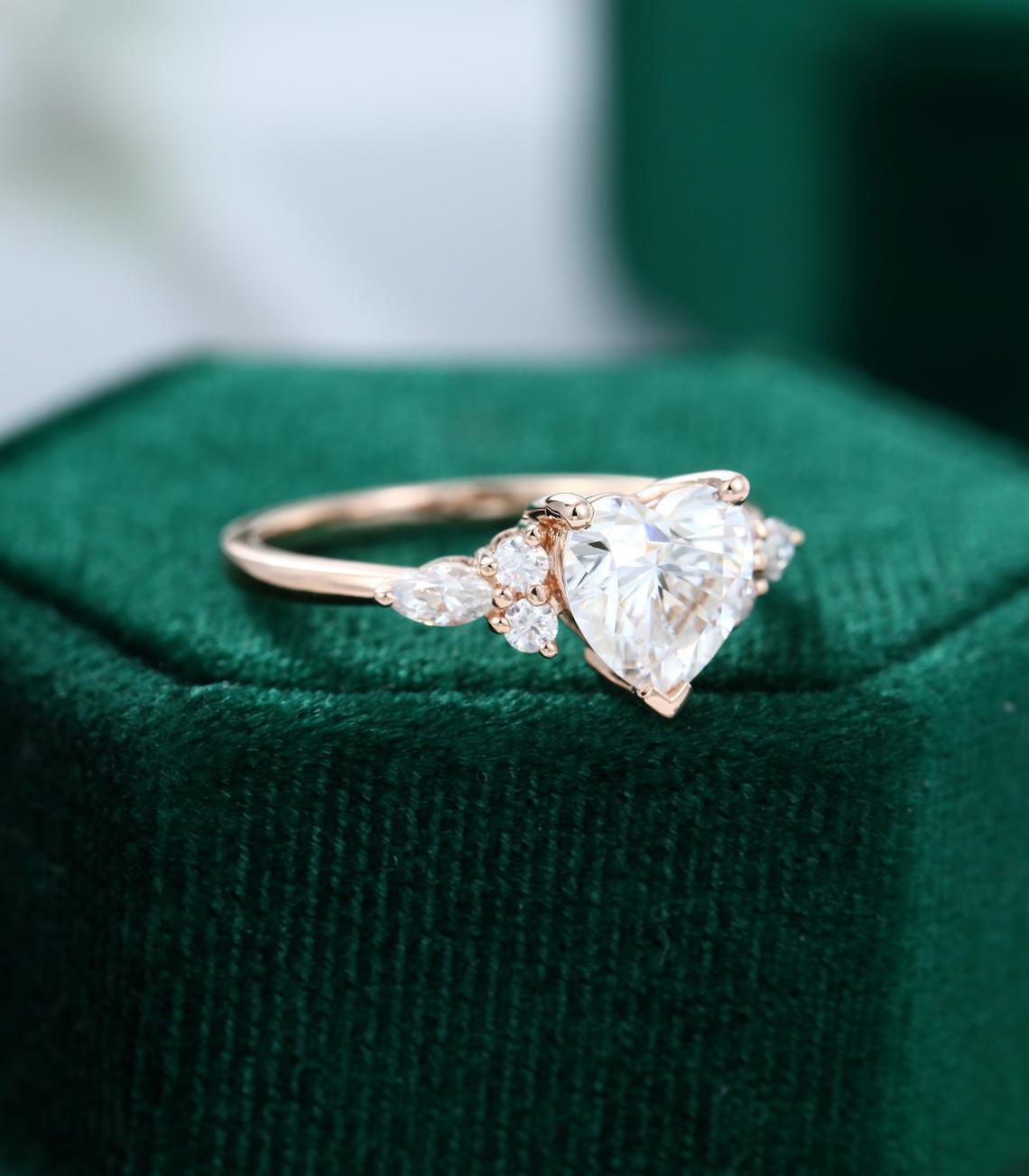 1.75 Ct Lab Grown Heart Diamond Ring 14k Gold Ring E-F Color VVS1-VS1 IGI Certified Jewelry