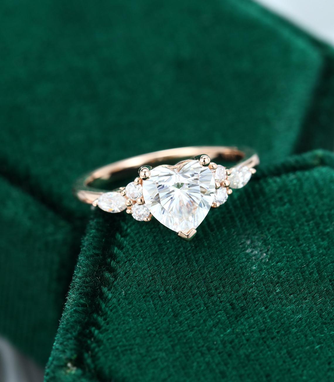 1.75 Ct Lab Grown Heart Diamond Ring 14k Gold Ring E-F Color VVS1-VS1 IGI Certified Jewelry