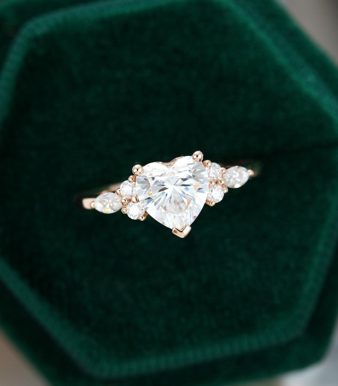 1.75 Ct Lab Grown Heart Diamond Ring 14k Gold Ring E-F Color VVS1-VS1 IGI Certified Jewelry