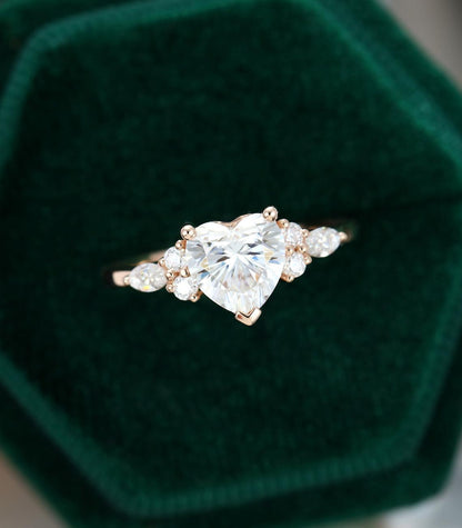 1.75 Ct Lab Grown Heart Diamond Ring 14k Gold Ring E-F Color VVS1-VS1 IGI Certified Jewelry