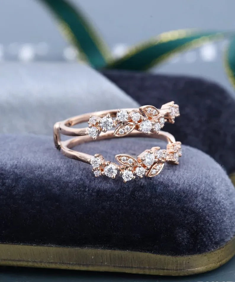 0.62 Ct Lab Grown Round Diamond 14k Rose Gold E-F Color VVS1 VS1 IGI Certified Double Band