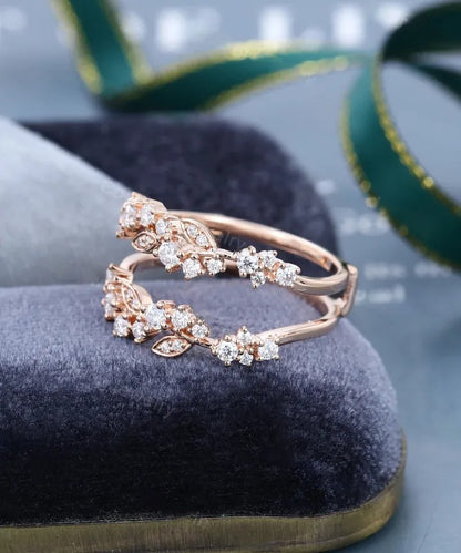 0.62 Ct Lab Grown Round Diamond 14k Rose Gold E-F Color VVS1 VS1 IGI Certified Double Band