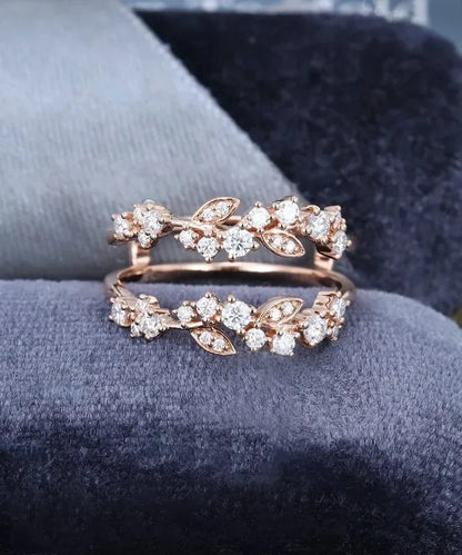 0.62 Ct Lab Grown Round Diamond 14k Rose Gold E-F Color VVS1 VS1 IGI Certified Double Band