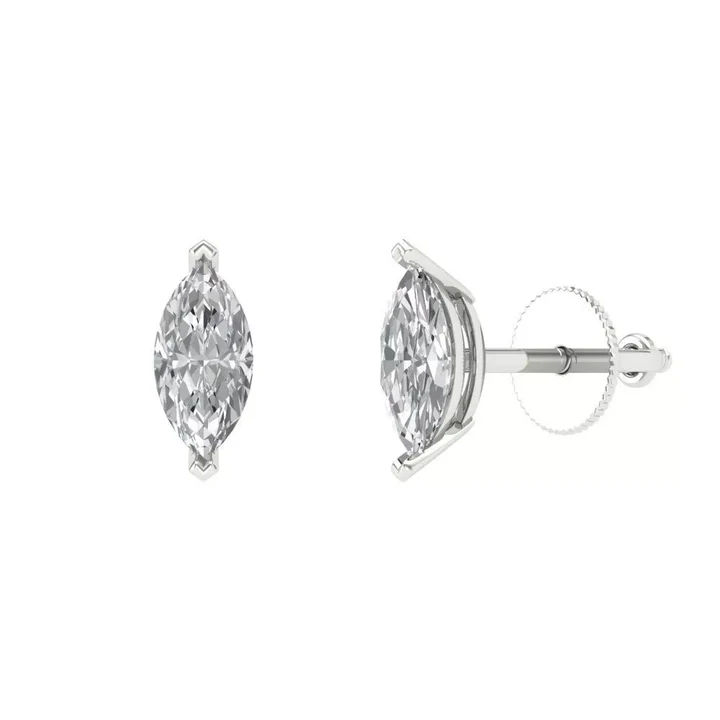 2.50 Ct Lab Grown Marquise Diamond Earrings 14k White Gold E-F Color VVS1-VS1 IGI Certified Jewelry