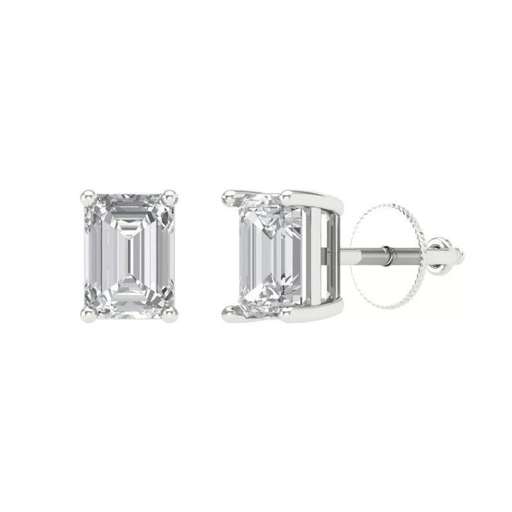 2.50 Ct Lab Grown Emerald Diamond Earrings 14k White Gold E-F Color VVS1-VS1 IGI Certified Jewelry