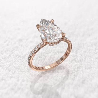 2.50 Ct Lab Grown Pear Diamond Ring 14k Gold Ring E-F Color VVS1 VS1 IGI Certified Jewelry