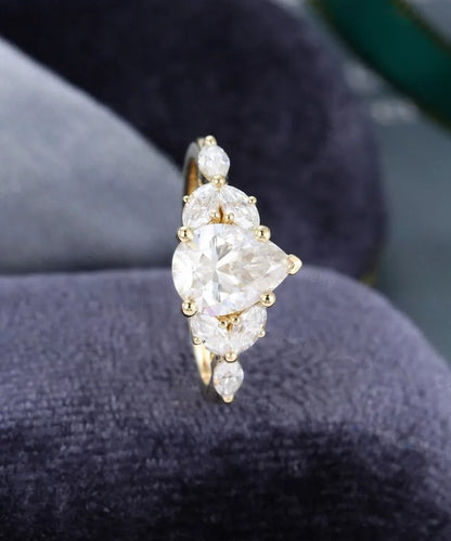 1.67 Ct Lab Grown Pear Diamond Ring 14k Yellow Gold Ring E-F Color VVS1 VS1 IGI Certified Jewelry