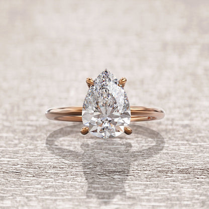 2.00 Ct Lab Grown Pear Diamond Ring 14k Rose Gold Ring E-F Color VVS1 VS1 IGI Certified