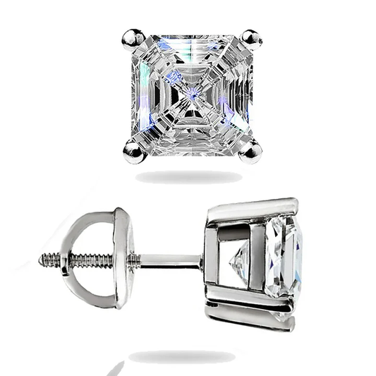 2.50 Ct Lab Grown Asscher Diamond Earrings 14k White Gold E-F Color VVS1-VS1 IGI Certified Jewelry