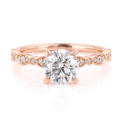 1 .50 Ct Lab Grown Diamond Ring 14k Rose Gold Ring E-F Color VVS1 VS1 IGI Certified