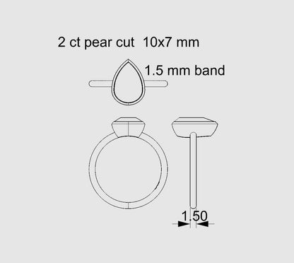 2.00 Ct Lab Grown Pear Diamond Ring 14k Gold Ring E-F Color VVS1 VS1 IGI Certified